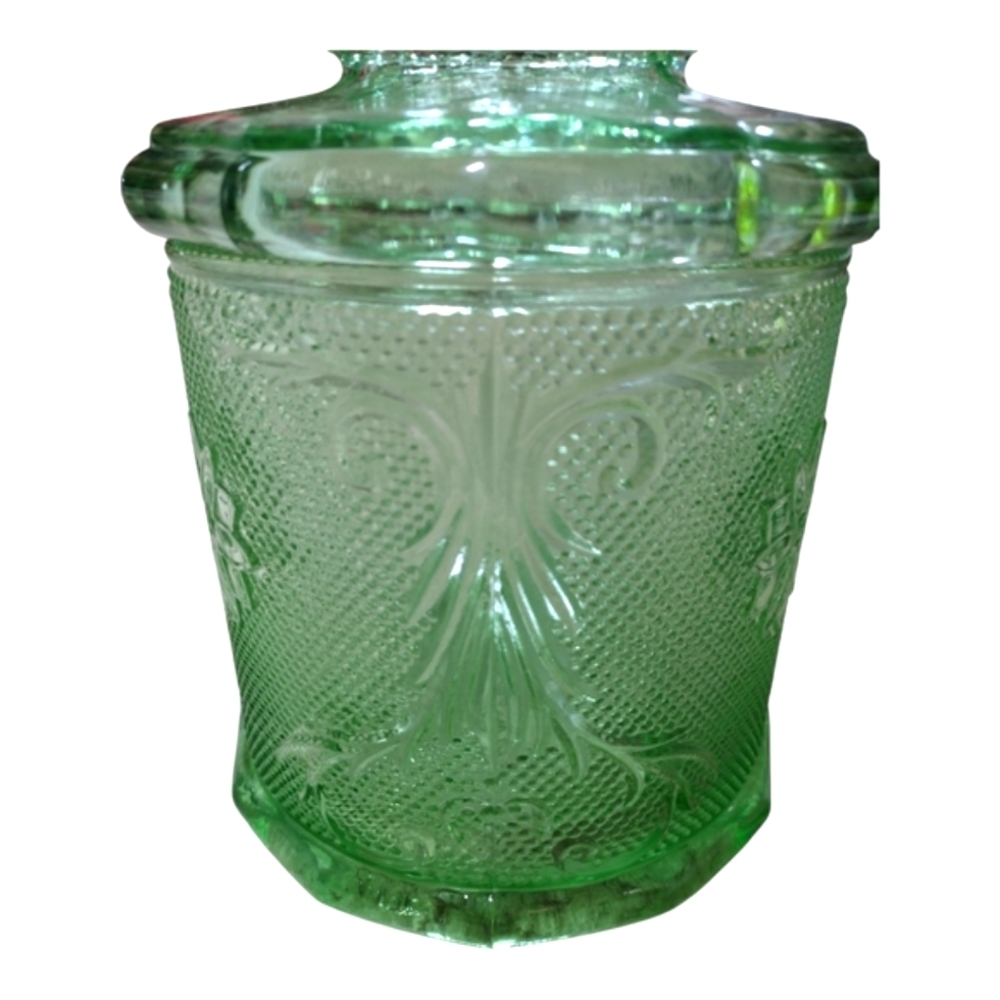 Vintage Tiara Sandwich Chantilly Green Canister By Indiana Glass - Picture 5 of 12
